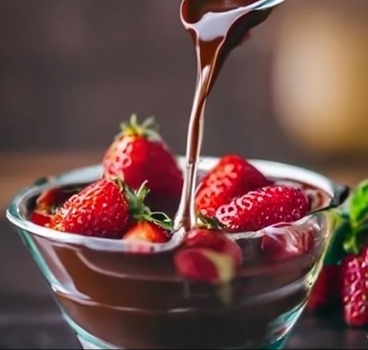 Delicious Melted Chocolate on Strawberries prepared by COOX
